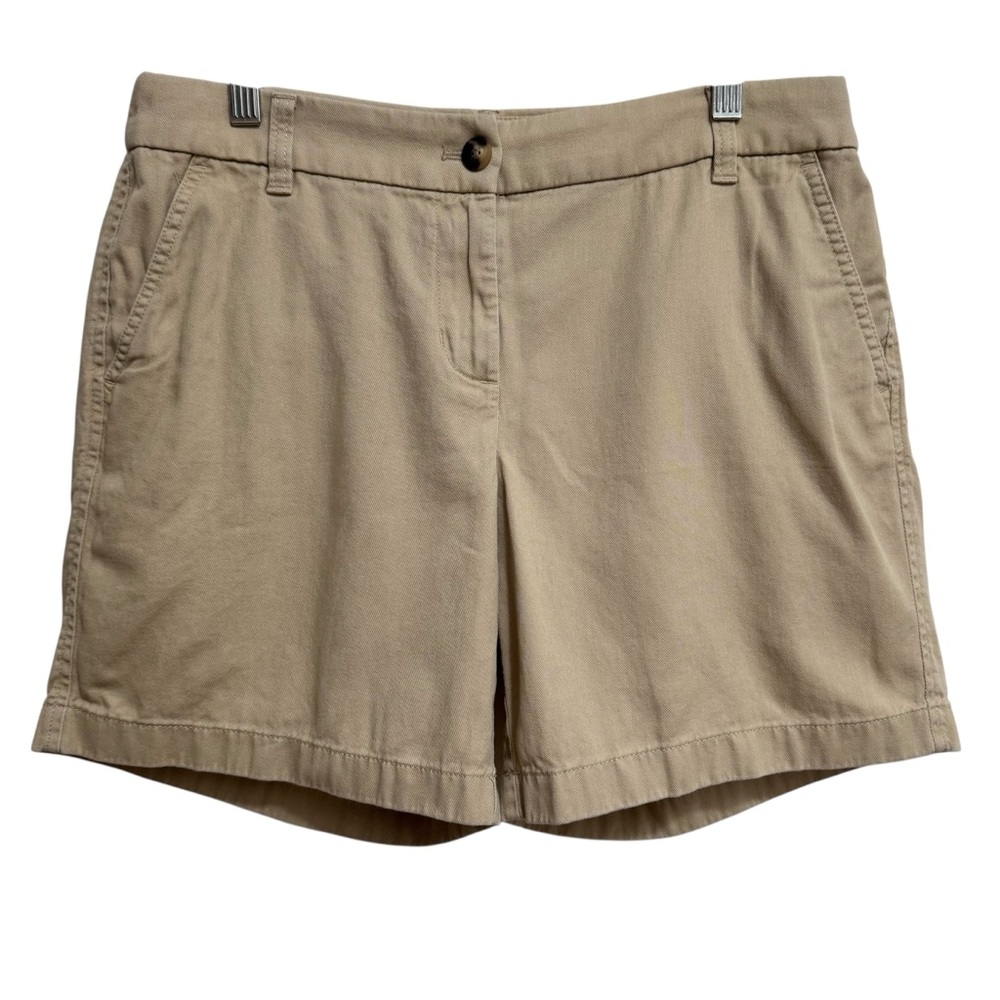 J. Crew Factory 7” Classic Chino Shorts Women Size 8 Khaki Uniform Preppy - Picture 1 of 11